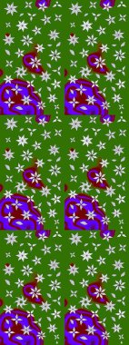 Raster illüstrasyonu. Yeşil ve nötr renklerde yeşil ve nötr papatyalar deseni. Yeşil ve nötr renklerde.