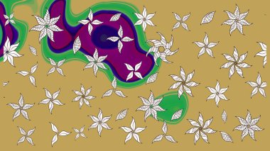 Davetiye ve kartpostal tasarımı için dekoratif çiçek unsurları. Yapraklı çizim şekli. Şirin, zarif çiçekler Raster illüstrasyonu. Poster ya da kapak için arka plan. Tekstil için figür.