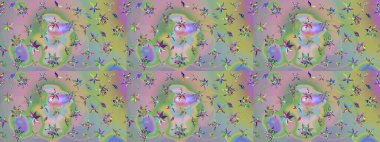 Tarafsız ve yeşil renklerde çiçekler. Renkli Bahar Teması eskiz kalıbı. Düz Çiçek Elementleri Tasarım Raster illüstrasyonu. Çiçek eskiz kalıbı geçmişi.