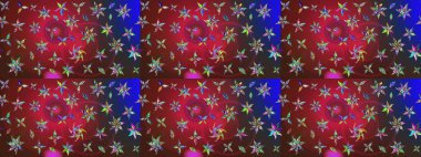 Kırmızı ve kahverengi renkli Asya tekstili. Çiçek desenli çizim. Raster illüstrasyonu.