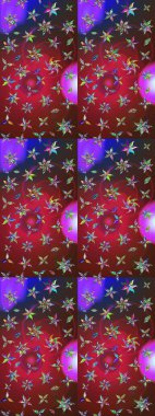 Kırmızı ve kahverengi renklerde. Çiçek buketleriyle klasik bir eskiz şekli. Raster illüstrasyonu.