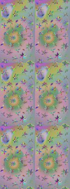 Renkli Yaz Temalı eskiz kalıbı. Güzel kumaş deseni. Düz Çiçek Elementleri Tasarımı. Raster illüstrasyonunda çiçek deseni çizimi.