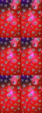 Düz Çiçek Elementleri Tasarım Raster illüstrasyonu. Çiçekli çiçek deseni, suluboya. Kırmızı ve pembe renkte çiçekler. Renkli Bahar Teması çizim şablonu.