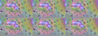 Renkli Bahar Teması eskiz kalıbı. Raster. Düz Çiçek Elementleri Tasarımı.