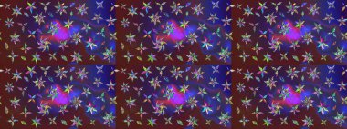 Raster düz çiçek çizim deseni. Mor ve mor renkli çiçekler. Tasarım hediye paketi, tebrik kartları, posterler ve afiş tasarımı.