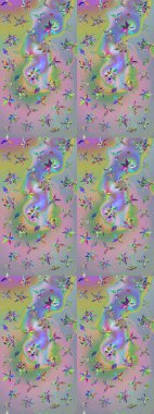 Çiçekler suluboya eskiz deseni. Raster Stili kumaş deseni.