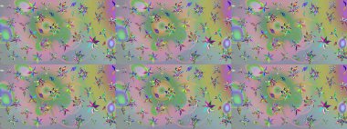 Tarafsız ve yeşil renklerde çiçekler. Tropik çiçekler. Gömlek çizimi Arkaplan Deseni.