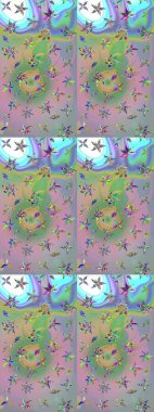 El çizimi. Suluboya çizimi. Tarafsız ve yeşil renklerde çiçekler. Çiçekli çizim deseni.