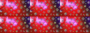 Modern çiçek arkaplanı. Parlak renkli çiçekleri olan ve kırmızı ve pembe renkli yaprakları olan harika bir çiçek deseni. Moda baskıları için zarif bir şablon. Halk stili.