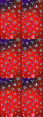 Kırmızı ve mor renklerde. Raster illüstrasyonu. Çiçek buketleriyle klasik tarzda eskiz deseni.