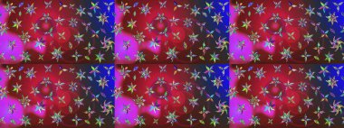 Raster illüstrasyonundaki çiçek desenli çizim. Suluboya tarzında kırmızı ve mavi renkte çiçekler.