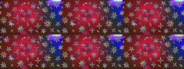 Renkli Bahar Teması eskiz kalıbı. Düz Çiçek Elementleri Tasarımı. Kırmızı ve kahverengi renkte zarif çiçekli suluboya. Raster illüstrasyonu.