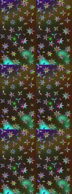 Renkli Bahar Teması eskiz kalıbı. Düz Çiçek Elementleri Tasarımı. Kahverengi ve yeşil renkli çiçekler. Raster illüstrasyonunda çiçek deseni çizimi.