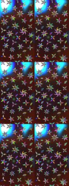 Raster illüstrasyonu. Yumuşak, bahar çiçekleri kahverengi ve mavi renklerde. Yaprak ve çiçeklerin suluboya resmi, kahverengi ve mavi renklerin çizim şekli.