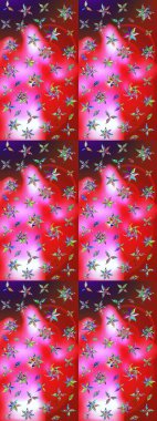 Nazik, narin çiçek arkaplanı. Çiçekli karalama şeklinde Raster çiçek deseni. Kırmızı ve pembe renkte çiçekler.