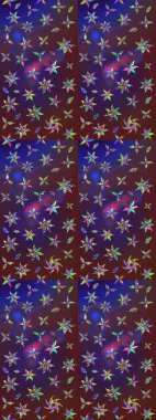 Raster illüstrasyonundaki çiçek desenli çizim. Renkli Bahar Teması eskiz kalıbı. Düz Çiçek Elementleri Tasarımı. Süslü kumaş deseni.