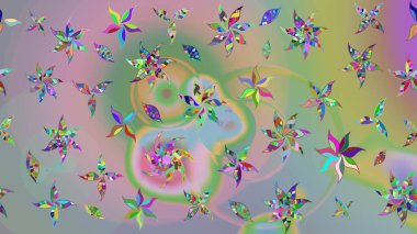 Raster illüstrasyonu. Çiçek arkaplan. Renkli çizim kalıbı. Tarafsız ve yeşil renklerde şirin tekstil tarzında. Çiçek duvar kağıdı.