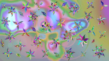 Modaya uygun kumaş deseni. Sevimli çiçek raster deseni. Renkli Yaz Temalı eskiz kalıbı. Düz Çiçek Elementleri Tasarımı.