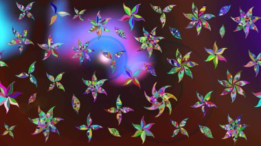 Raster güzel bir çiçek deseni çizmiş. Bahar mevsimi. Kahverengi ve mor renkli çiçekler. Tatil havası. Nazik romantik baskı.