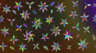 Klasik çiçek tasarımı elementleri. Raster illüstrasyonu. Kahverengi ve gri kıvırcık çiçekler kahverengi ve gri renklerde.