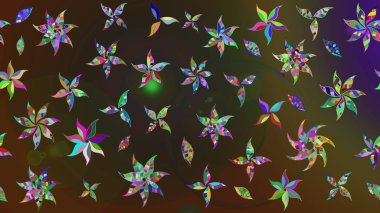 Renkli Bahar Teması eskiz kalıbı. Raster illüstrasyonundaki çiçek desenli çizim. Düz Çiçek Elementleri Tasarımı. Kahverengi ve gri renkte çiçekler.