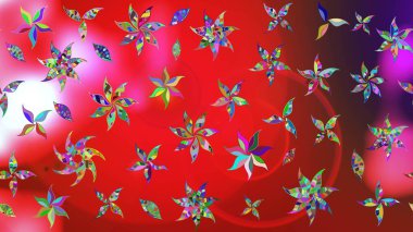 Taslak dekoratif arka plan, çiçek mandala. Çiçek. Kırmızı ve pembe renklerde. Raster illüstrasyonu.