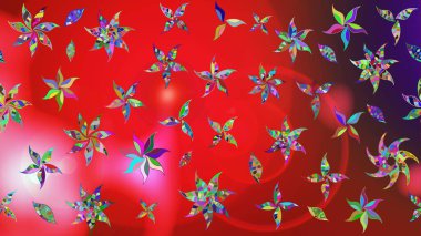 Raster Güzel kumaş deseni. Raster suluboya deseni, narin çiçekler, kırmızı ve pembe çiçekler, tebrik kartı şablonu..