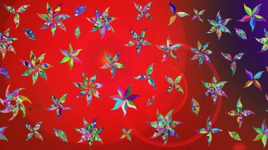 Raster illüstrasyonu. Çiçek süslemeli çizim deseni. Kırmızı ve kahverengi renkte çiçekler.