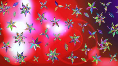 Çiçekli karalama şeklinde Raster çiçek deseni. Kırmızı ve pembe renkte çiçekler. Nazik, sevimli çiçek arkaplanı..