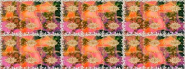 Çiçek deseni. Duvar kâğıdı barok, İspanyol kumaşı. Kusursuz raster arka plan. Kahverengi ve bej renklerde altın elementler. Şekil grafik deseni.