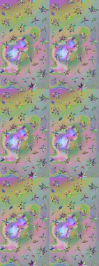 Şirin çiçekler. Raster Moda kumaş deseni. Çizgi çizimi deseni.