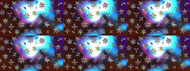 Raster illüstrasyonu. Robot resim. Kahverengi ve mavi renkli çiçekler. Şirin çiçek elementleri..