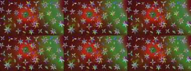 Chichi 'nin kumaş kalıbını çiz. Raster illüstrasyonu. Çiçek deseni. Renkli Bahar Teması eskiz kalıbı. Düz Çiçek Elementleri Tasarımı.