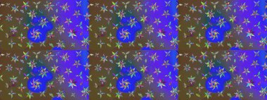 Raster çiçek desenli çiçek deseni, yapraklar, dekoratif elementler, sıçrama, lekeler, el çizimi kontur çizgileri ve Doodle çizim stili, grafik raster çizim çizimi.