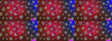 Raster illüstrasyonu. Kibar, yaz çiçekleri kırmızı ve kahverengi renklerde. Raster deseni. Küçük çiçekte sevimli çiçek deseni var..