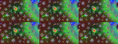 Kumaş, tekstil, duvar kağıdı baskısı için. Raster. Raster illüstrasyonu. Tomurcukları çiçek olan sevimli bir çiçek deseni. Eski usul. Taslak arkaplan.