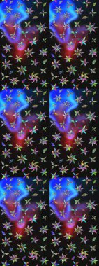 Renkli Bahar Teması eskiz kalıbı. Gri ve mavi renkte çiçekler. Çiçek desenli eskiz. Düz Çiçek Elementleri Tasarım Raster illüstrasyonu.