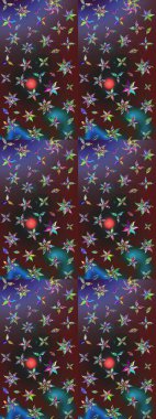 Raster illüstrasyonundaki çiçek desenli çizim. Raster illüstrasyonu. Mor ve kahverengi renklerde. Güzel kumaş deseni.