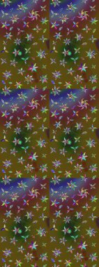 Raster illüstrasyonu. Klasik çiçek tasarımı elementleri. Yeşil ve kahverengi kıvırcık çiçekler yeşil ve kahverengi renklerde.