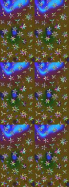 Çiçek izi. Çiçekler suluboya tarzında yeşil ve kahverengi renklerde. Suluboya çizim deseni.