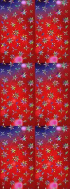 3D çiçekler, eskiz. Kırmızı ve mor renklerde. Raster illüstrasyonu.