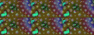 Küçük çiçekteki sevimli çiçek deseni. Yeşil ve kahverengi renkte çiçekler.