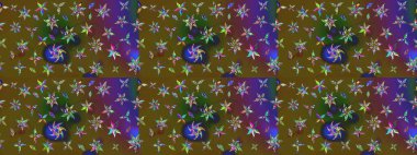 Düz Çiçek Elementleri Tasarımı. Güzel çiçek deseni. Renkli Bahar Teması eskiz kalıbı. Yeşil ve kahverengi renkte çiçekler.