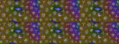 Raster illüstrasyonu. Küçük çaplı çiçeklerdeki basit şirin desenler. Tekstil veya kitap kapakları, imalat, duvar kağıtları, baskı, hediye paketi ve yapıştırma kitabı için çiçek eskiz geçmişi.