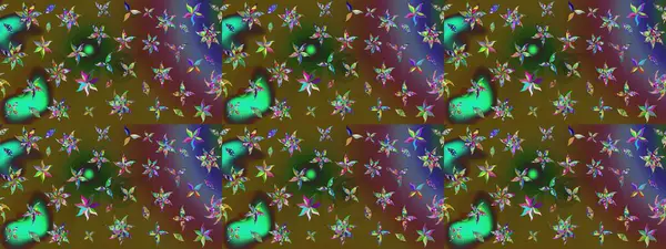 Küçük çiçekteki sevimli çiçek deseni. Yeşil ve kahverengi renkte çiçekler.