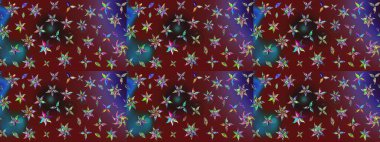 Düz Çiçek Elementleri Tasarımı. Süslü kumaş deseni. Renkli Bahar Teması eskiz kalıbı. Raster illüstrasyonunda çiçek deseni çizimi.