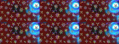 Çiçek duvar kağıdı. Kırmızı ve kahverengi renklerde. Renkli süs kenarı. Hint süsü. Raster illüstrasyonu. Çizim deseni.