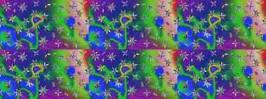 Raster illüstrasyonu. Taslak dekoratif arka plan, çiçek mandala. Çiçek. Yeşil ve mavi renklerde.