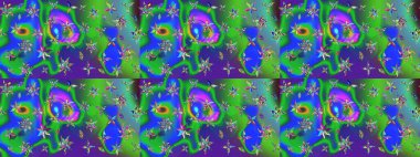 Küçük çiçekteki sevimli çiçek deseni. Yeşil ve mavi renkte çiçekler.