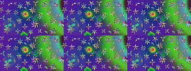 Yeşil ve mavi renkler. El çizimi, soyut ve süslü elementler. Suluboya resim taklit Raster çizimi. Yaz çiçekleri teması. Klasik çiçekler..